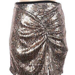Zara Women's Leopard Metallic Sequin Stretch Formal Dressy Party Mini Skirt, XS